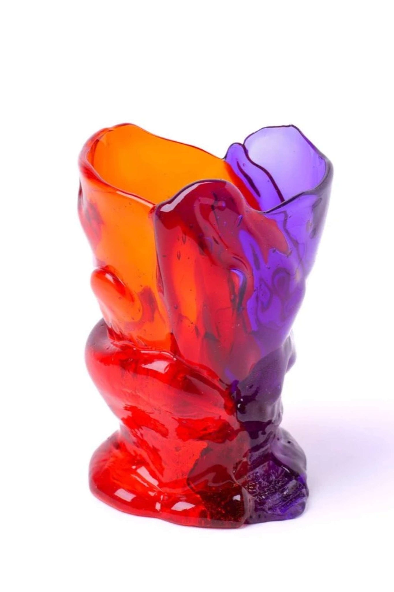 Twin C Vase (XS), Clear Orange and Purple