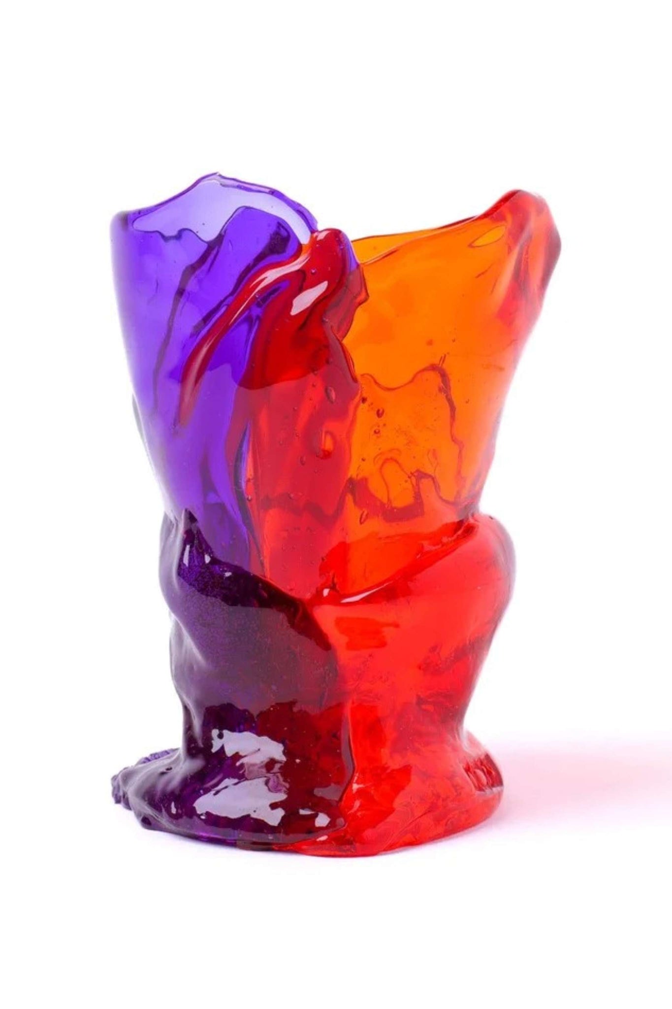 Twin C Vase (XS), Clear Orange and Purple