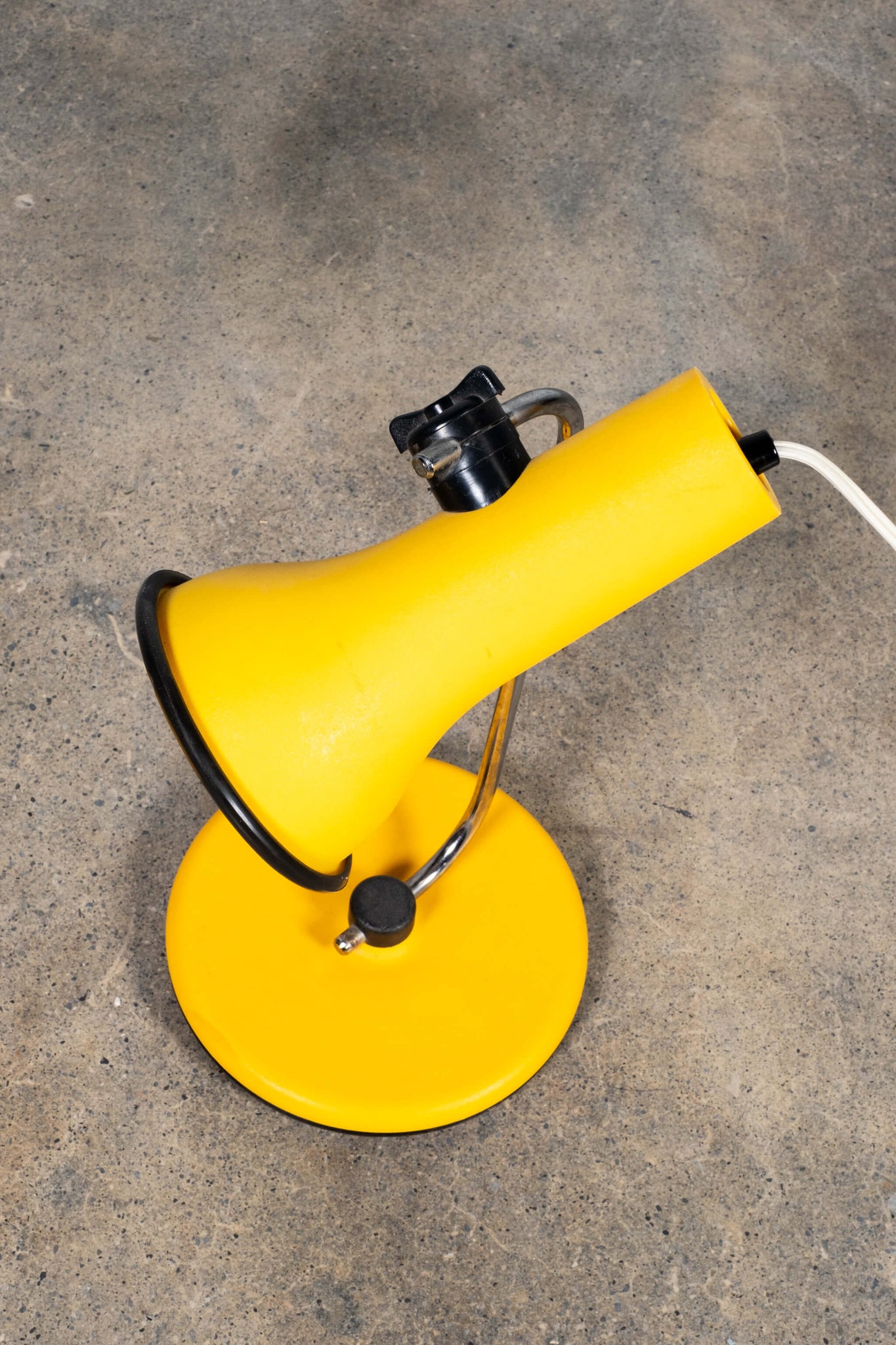 Vintage Yellow Plastic Task Desk Lamps with Metal Base, top view