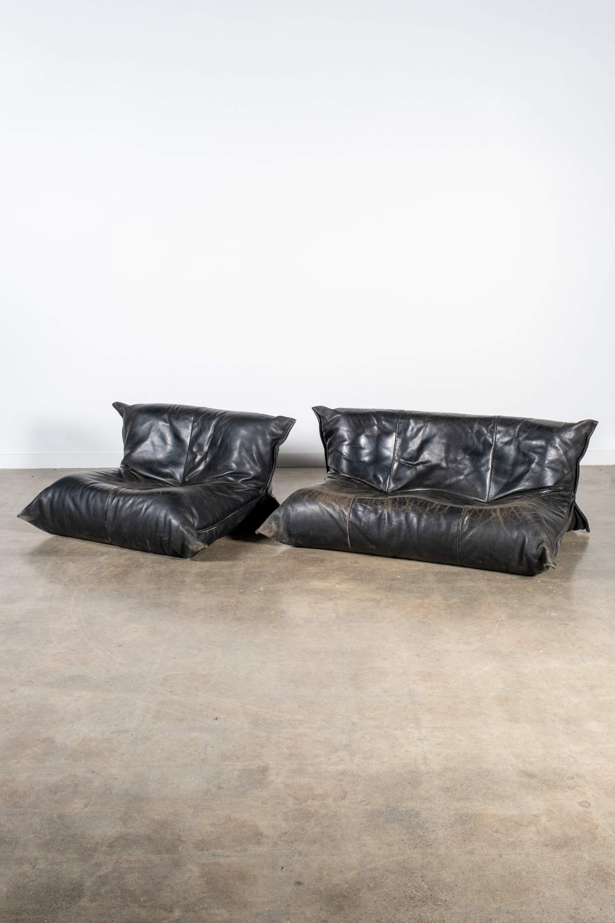 Vintage Ligne Roset Yoko 1-Seater Lounge Chair, Black Leather by