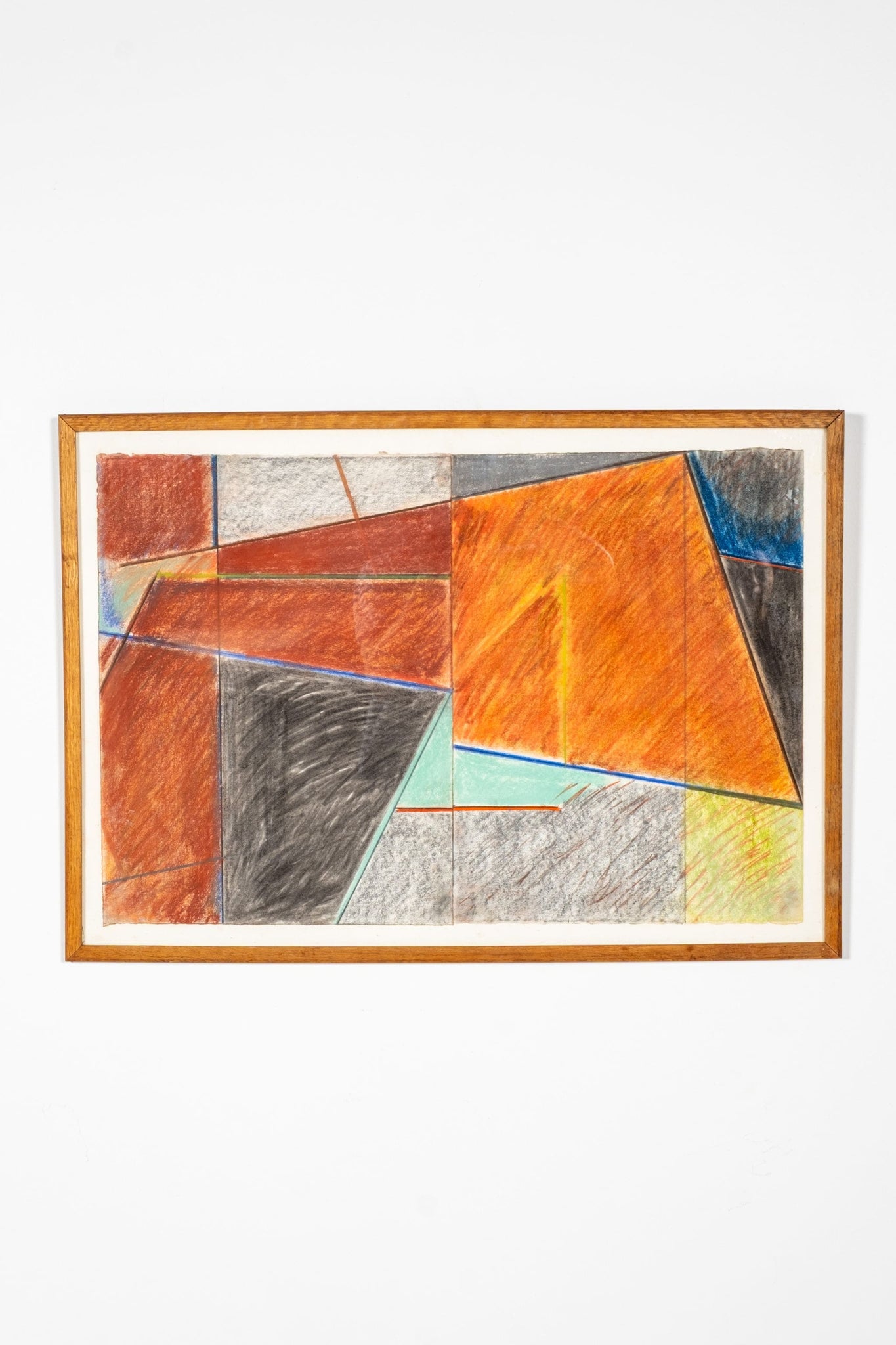 Vintage Abstract Cubist Pastel in Wood Frame | Bonne Choice