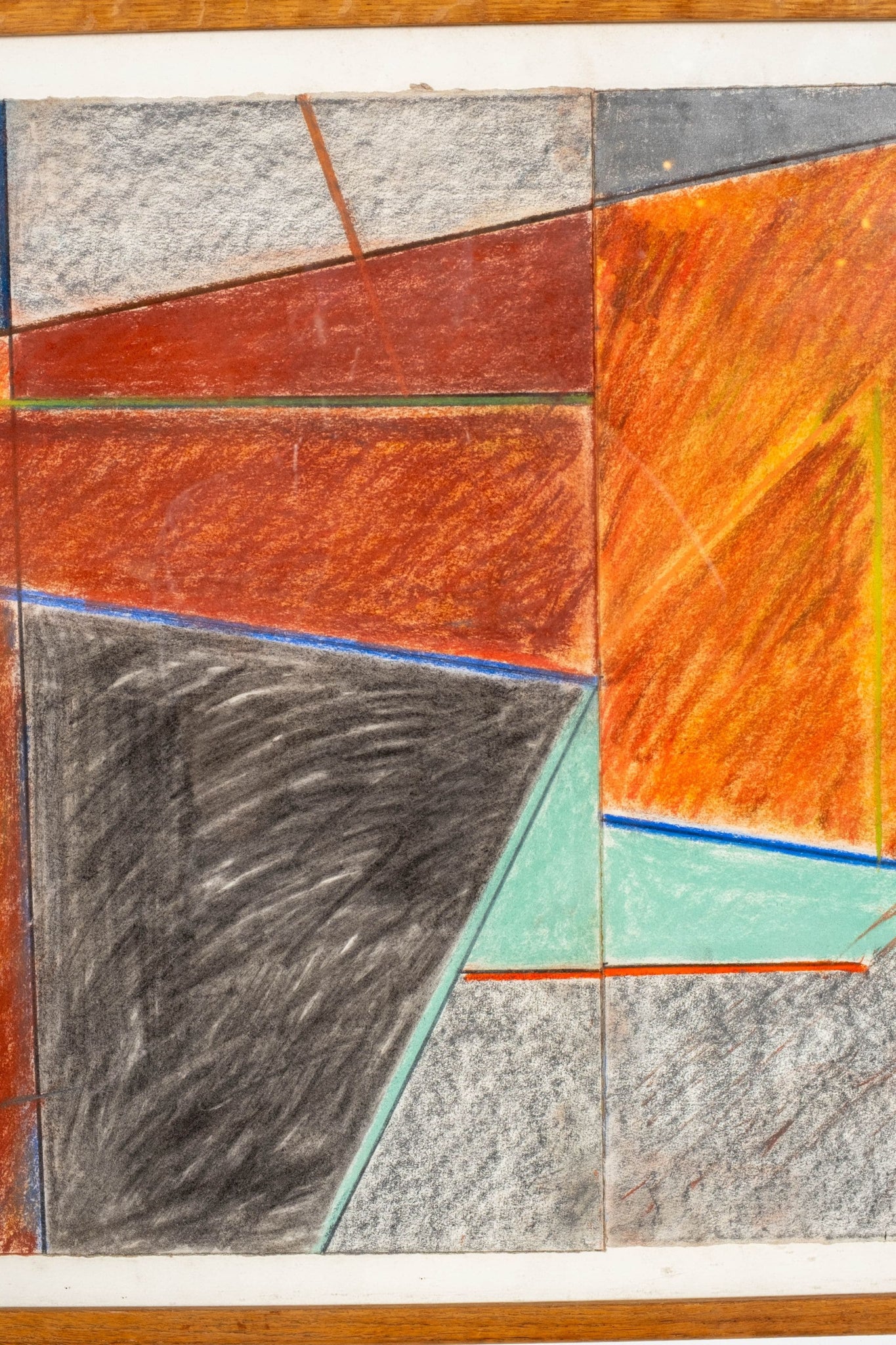Vintage Abstract Cubist Pastel in Wood Frame | Bonne Choice