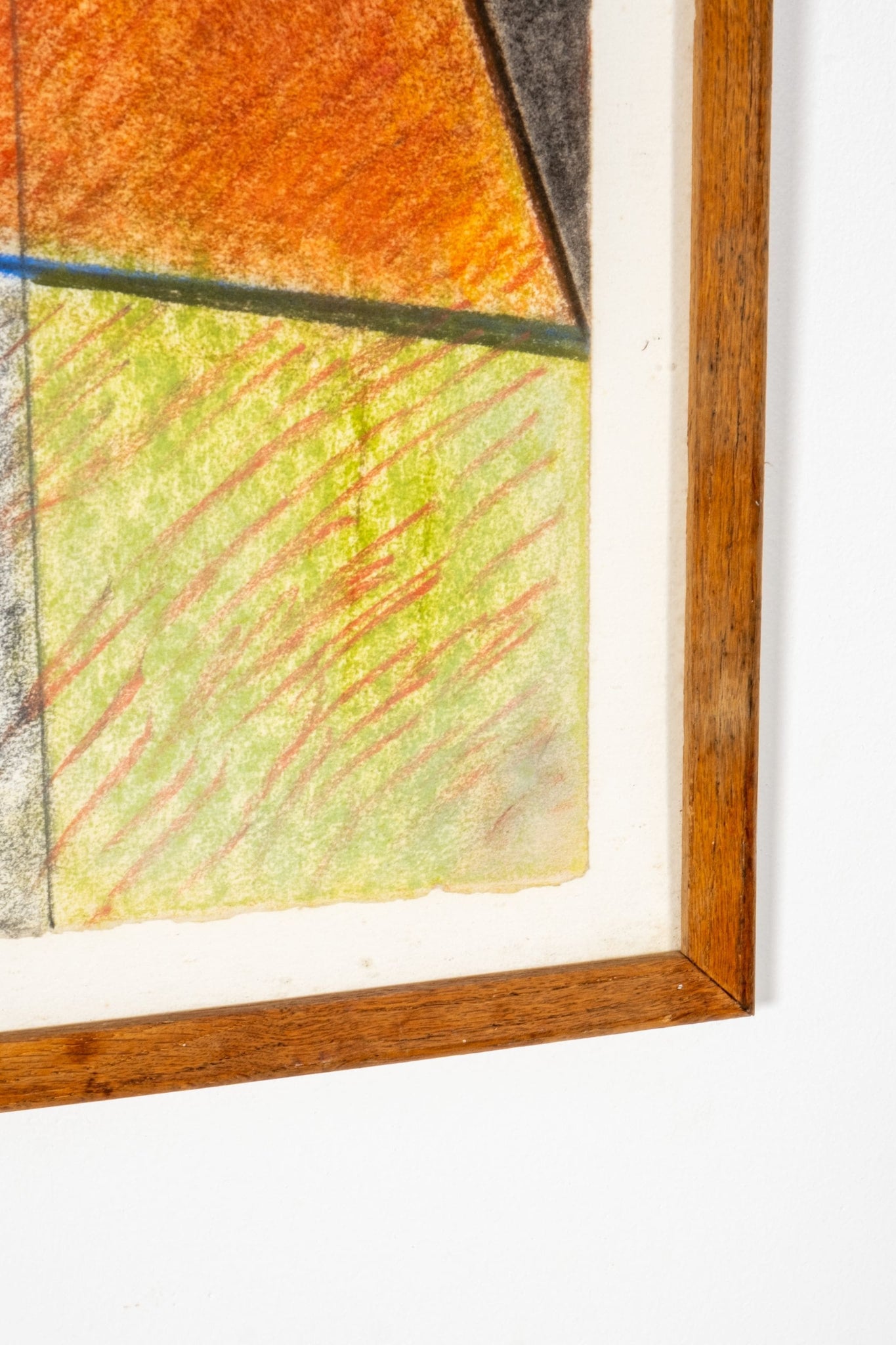 Vintage Abstract Cubist Pastel in Wood Frame | Bonne Choice