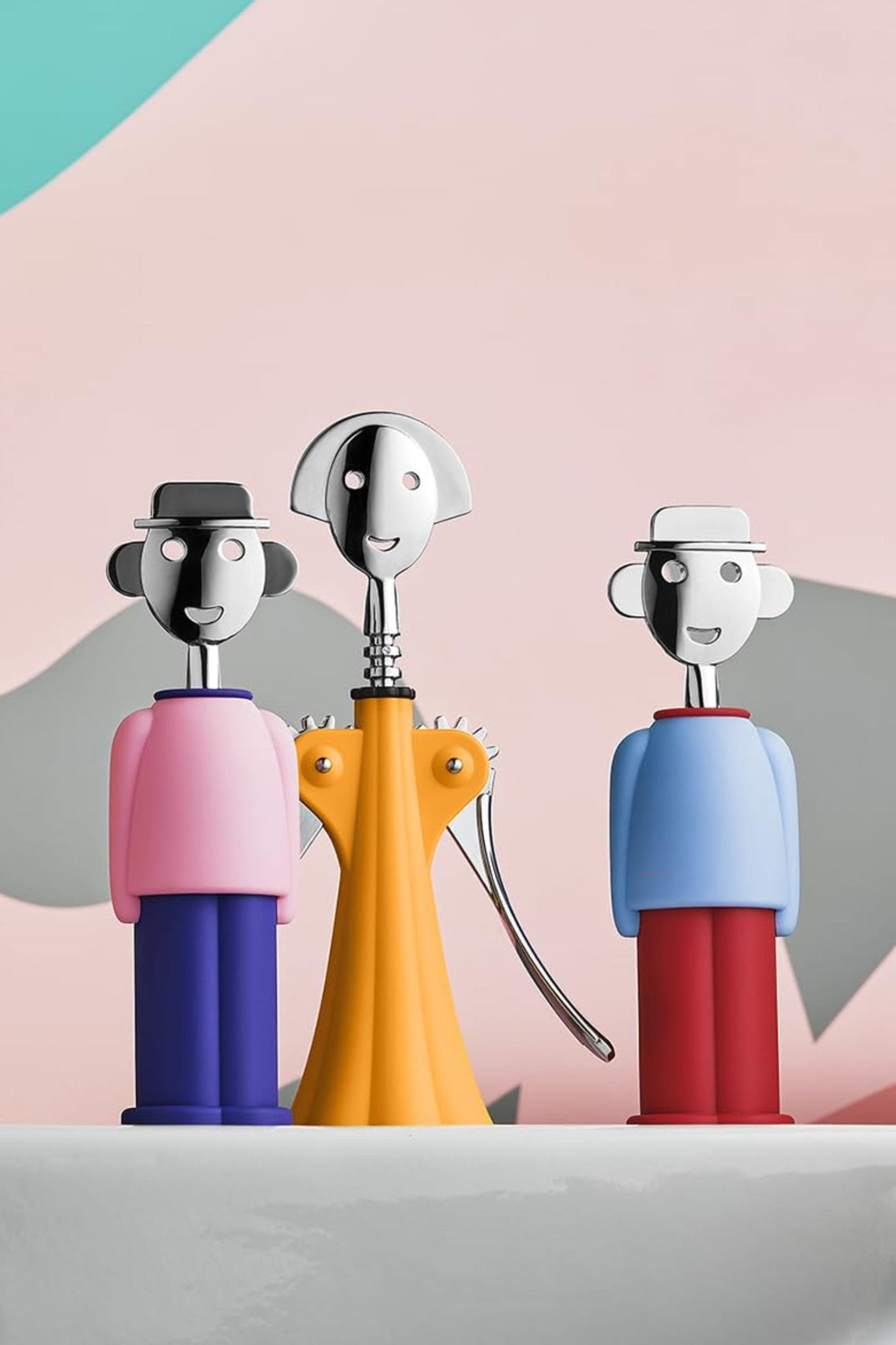 Alessi Alessandro Mendini Corkscrew, Light Blue and Red | Bonne Choice