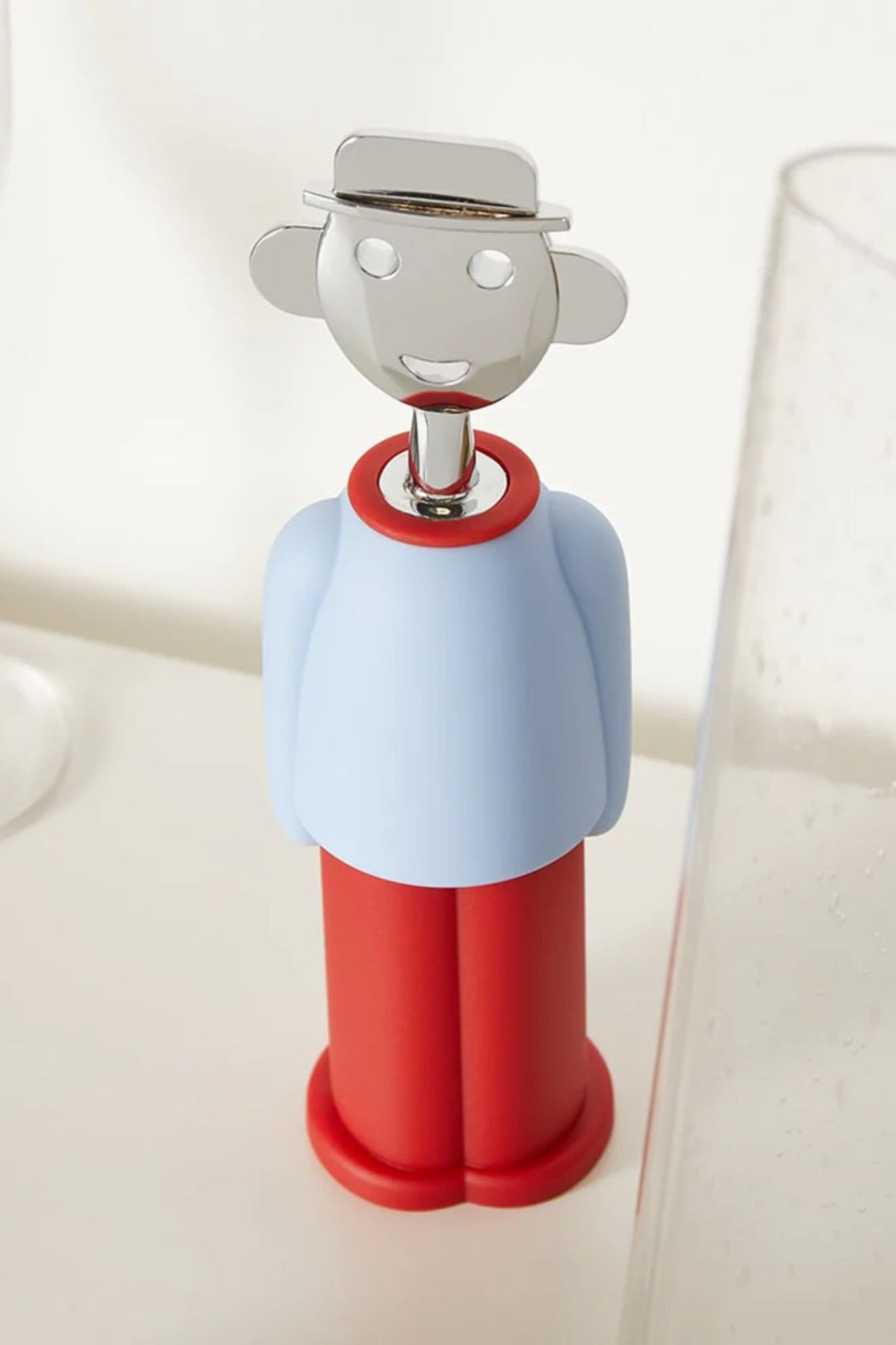 Alessi Alessandro Mendini Corkscrew, Light Blue and Red | Bonne Choice