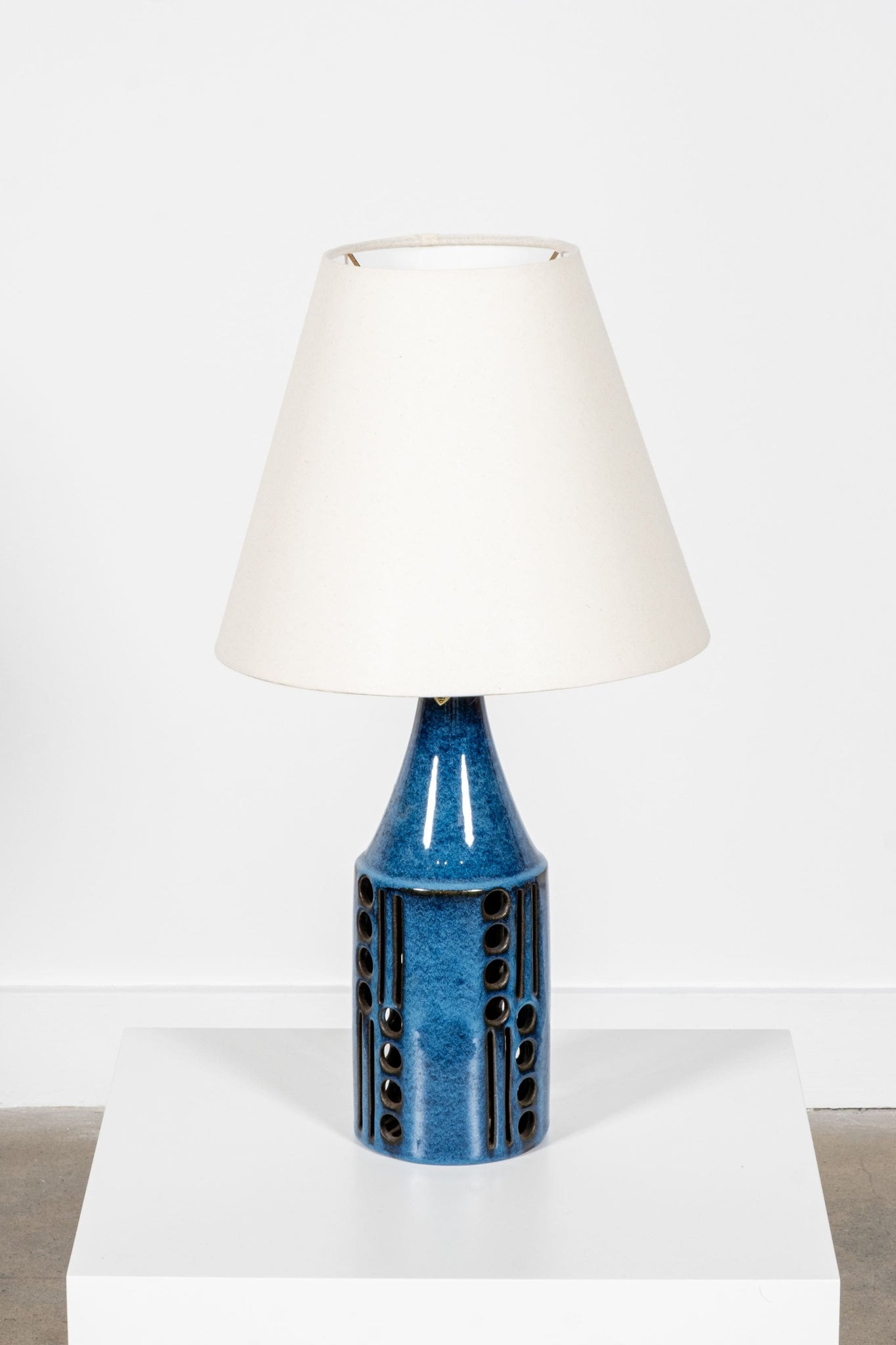 Vintage Ceramic Table Lamp: Blue With Holes | Bonne Choice