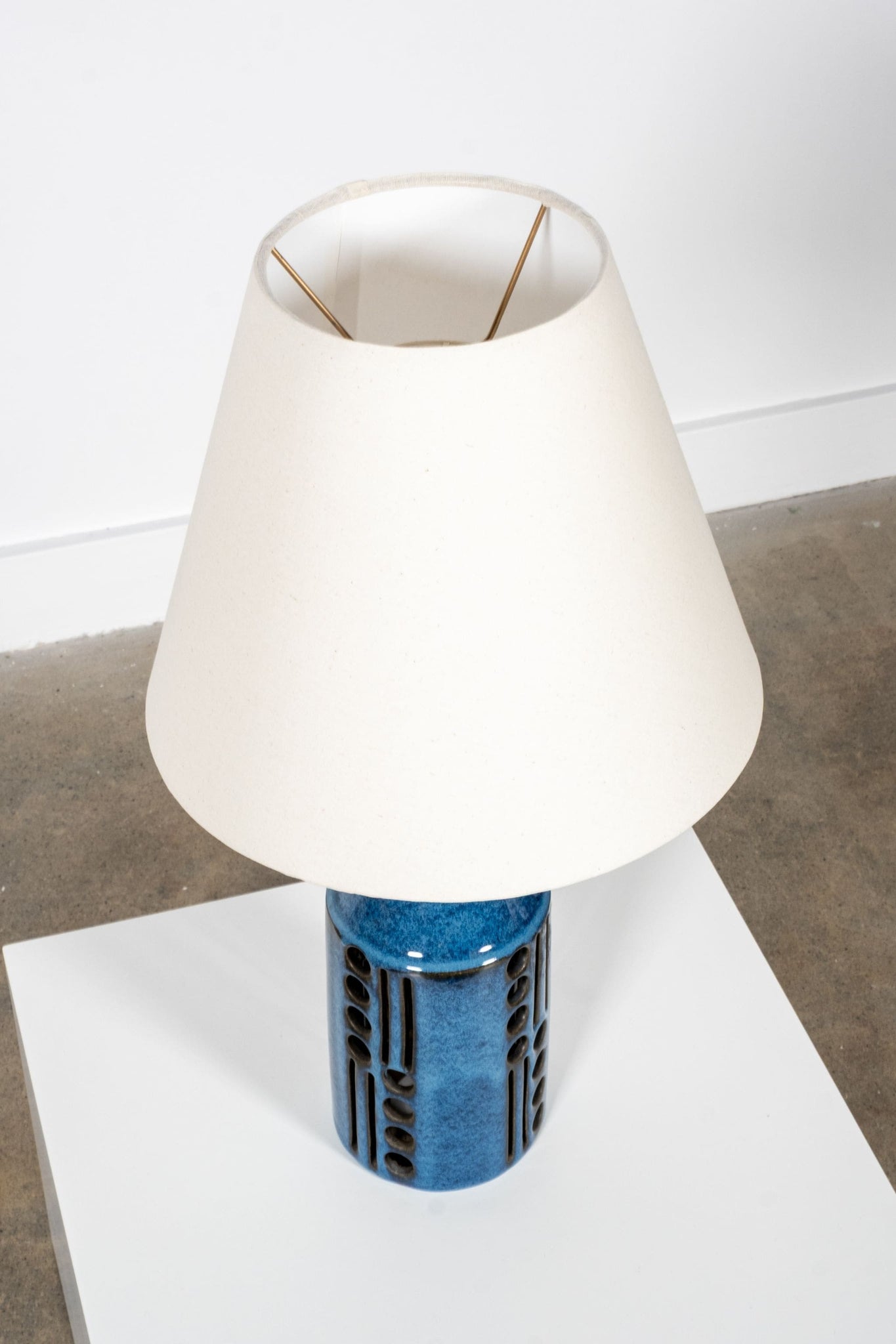Vintage Ceramic Table Lamp: Blue With Holes | Bonne Choice