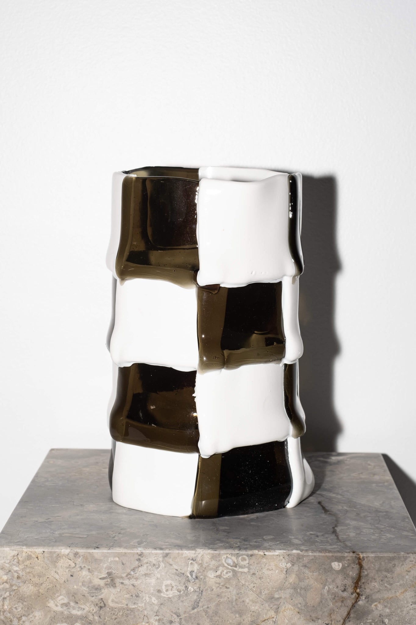 Clear Dark Grey & Matte White Resin Bamboo Vase by Enzo Mari for Corsi Design