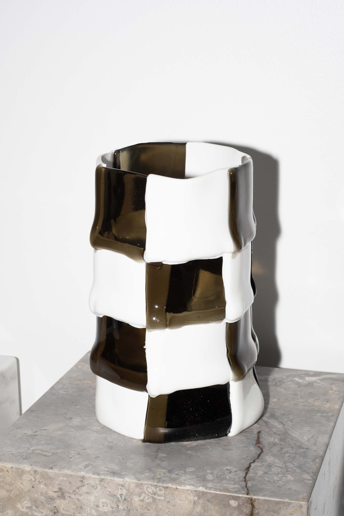 Clear Dark Grey & Matte White Resin Bamboo Vase by Enzo Mari for Corsi Design