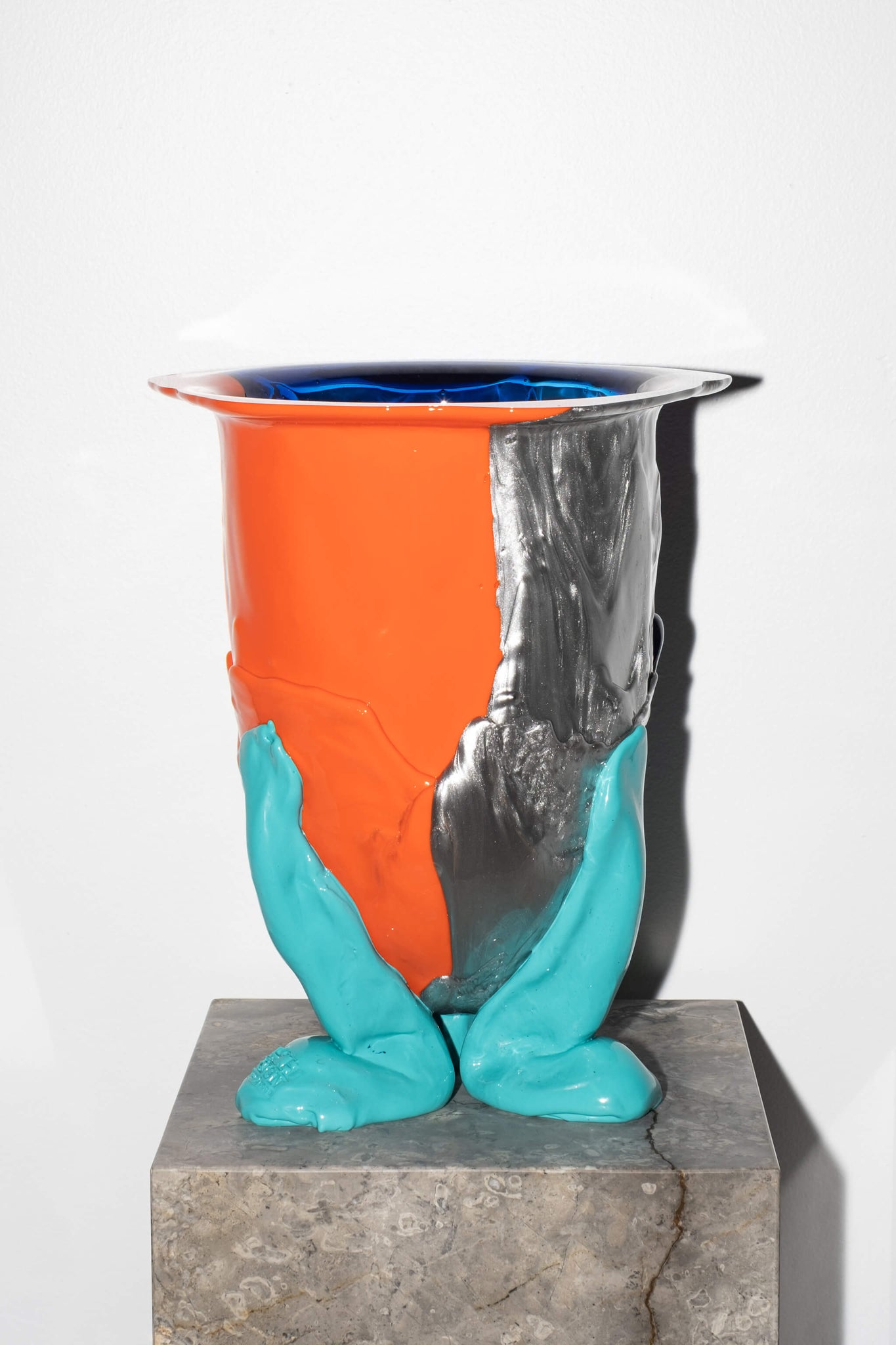 Blue, Orange, Silver and Turquoise Resin Amazonia Vase Gaetano Pesce Fish Designs