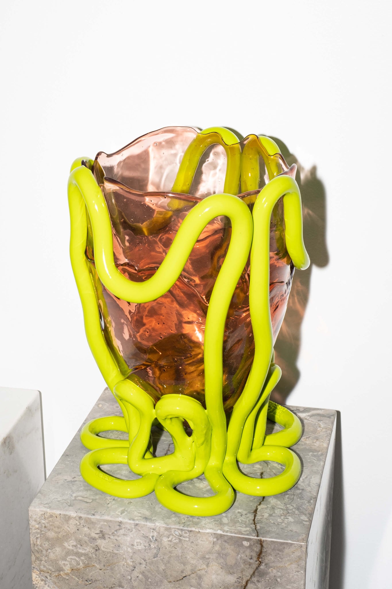 Pink & Lime Green Large Resin Indian Summer Vase by Gaetano Pesce for Fish Design, front angled view