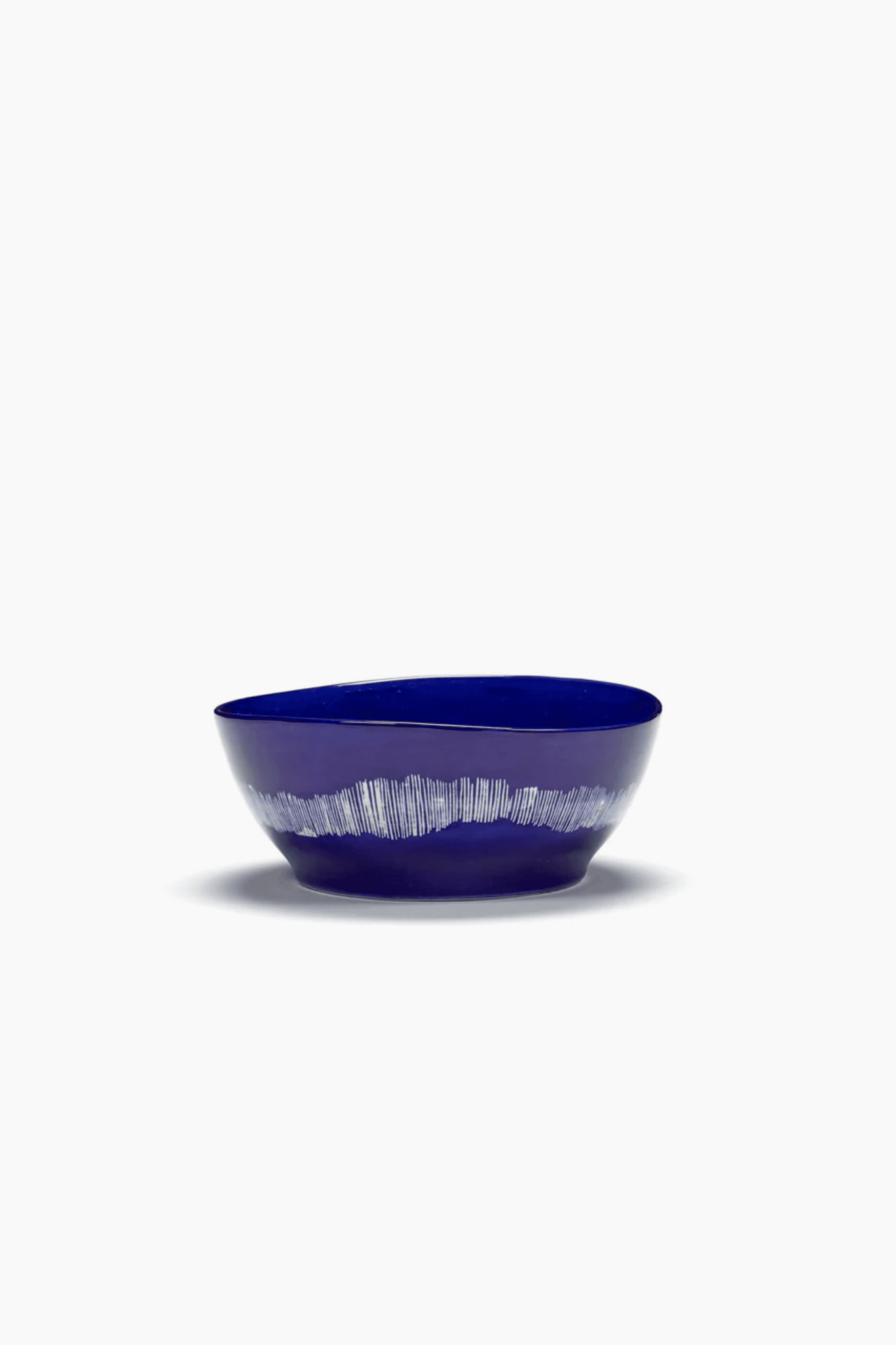 Set of 4 Large Bowls, Lapis Lazuli Swirl with White Stripes Ottolenghi Serax, side view