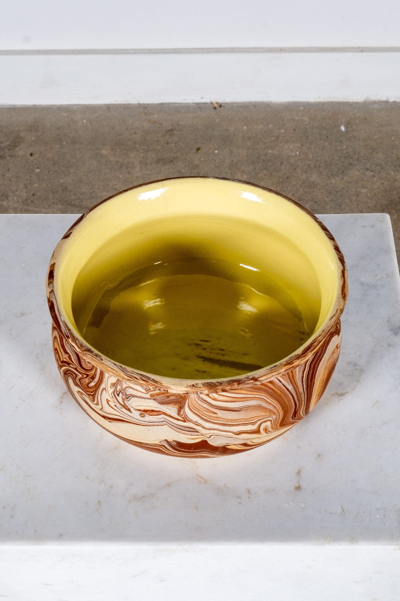 Low Nemadji Bowl With Yellow Glazed Interior | Bonne Choice