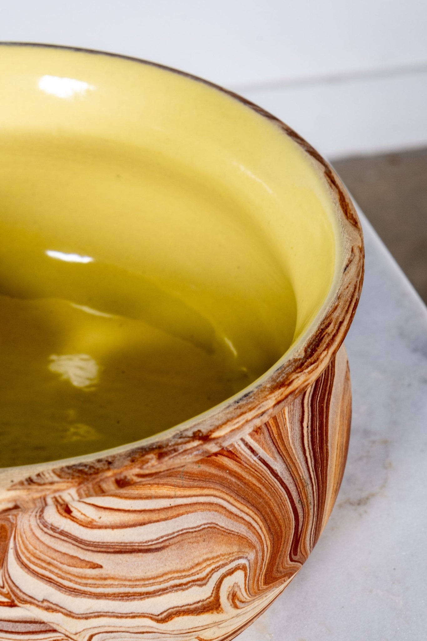 Low Nemadji Bowl With Yellow Glazed Interior | Bonne Choice