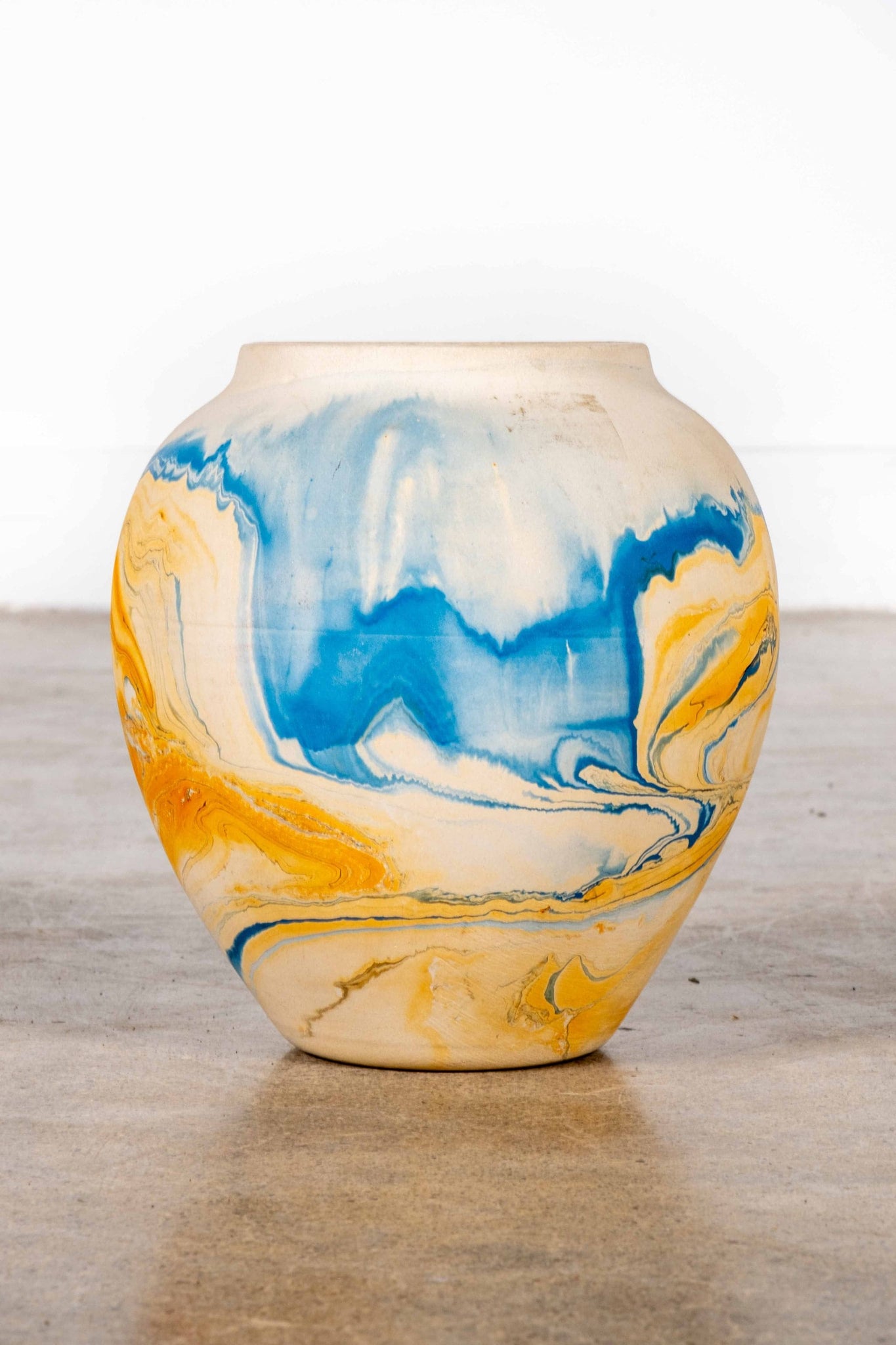 Nemadji Pottery Vessel, Blue + Orange 2 | Bonne Choice