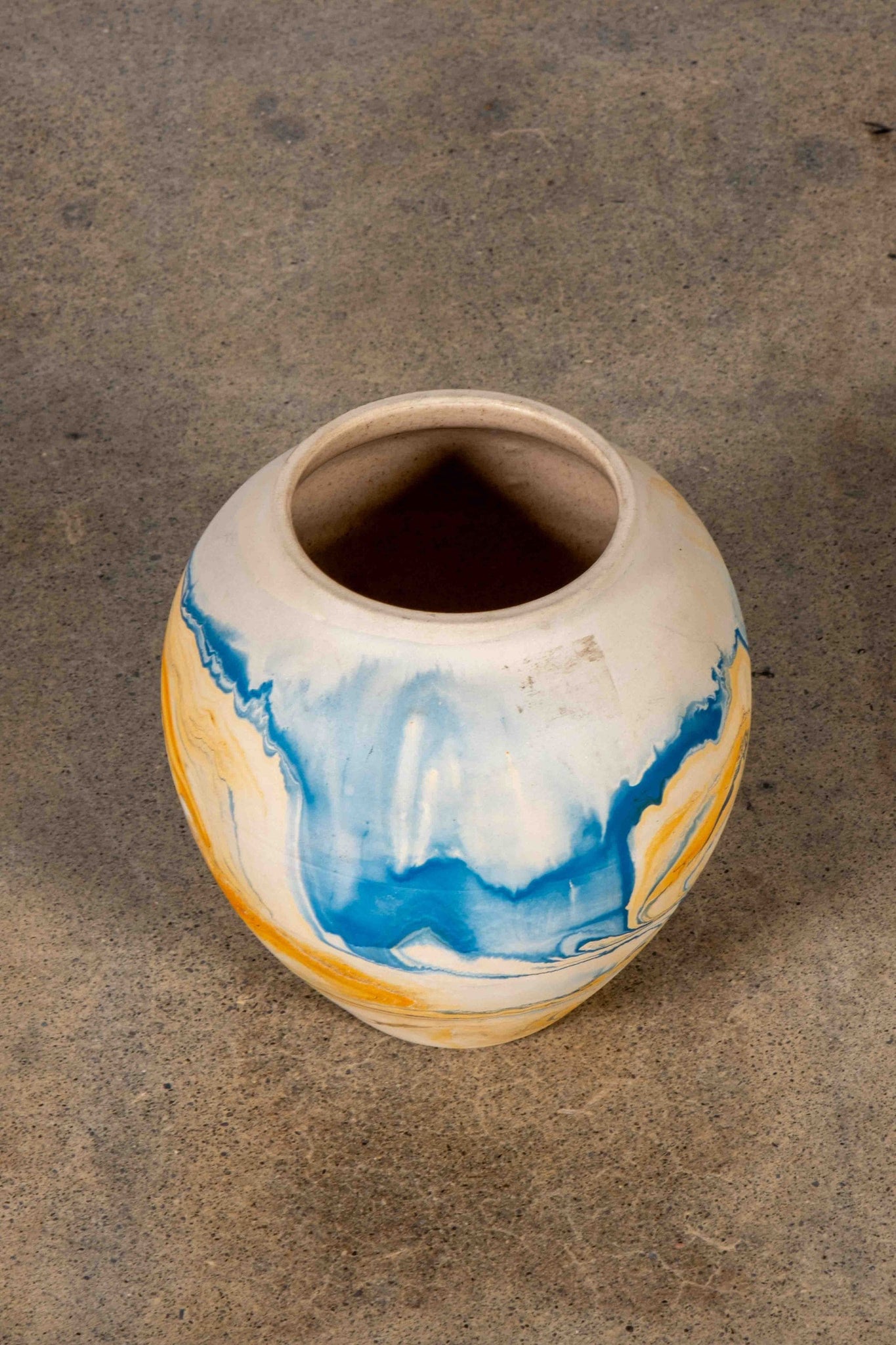 Nemadji Pottery Vessel, Blue + Orange 2 | Bonne Choice