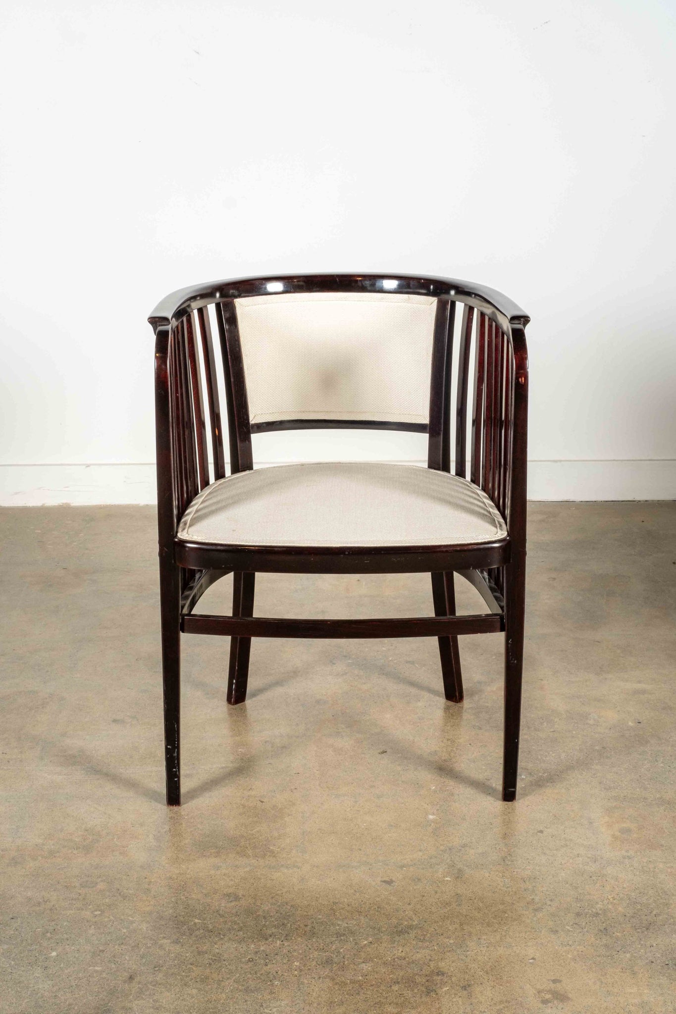 Pair Of Black Slat Chairs With White Seat + Back | Bonne Choice