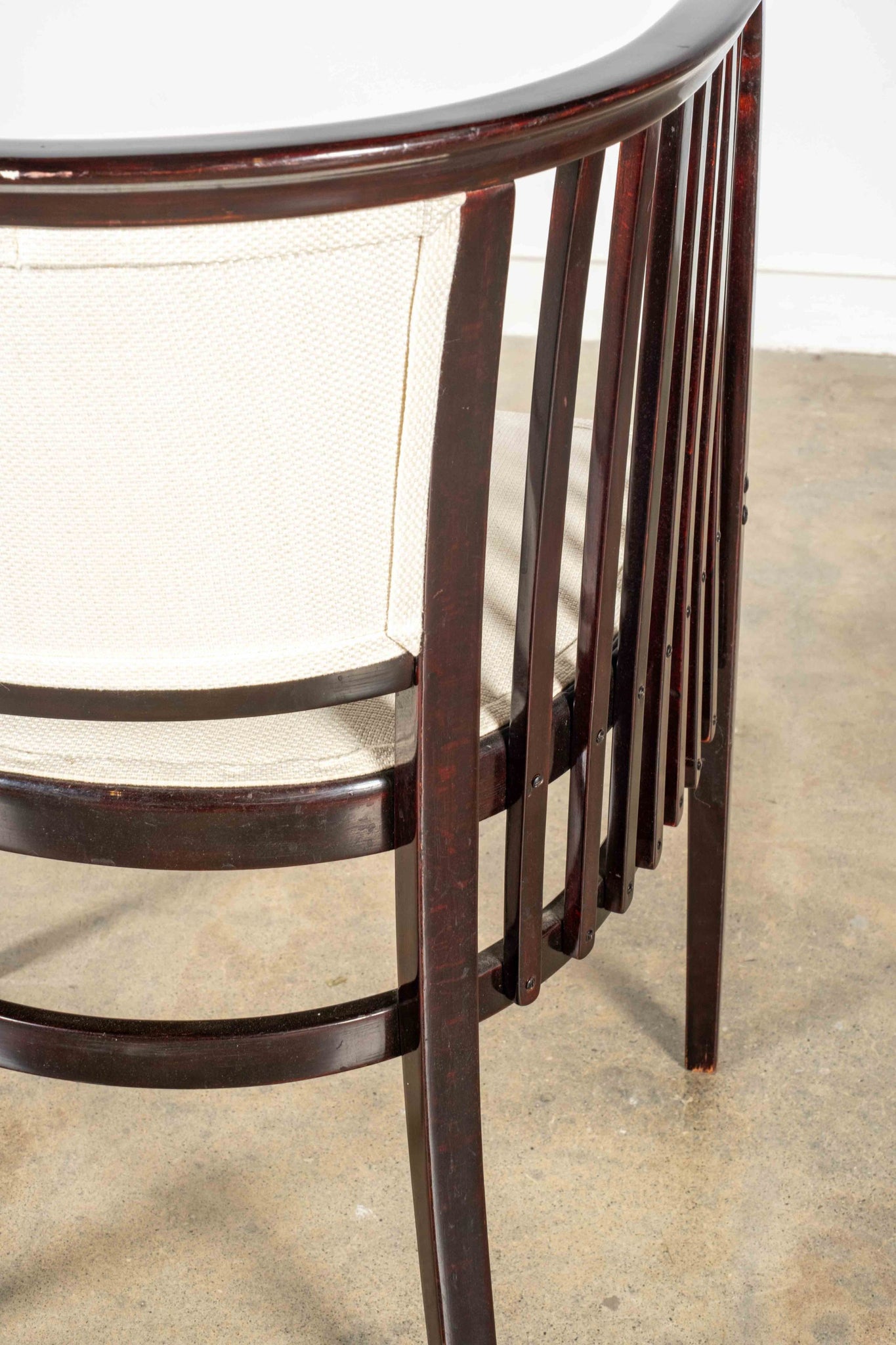 Pair Of Black Slat Chairs With White Seat + Back | Bonne Choice