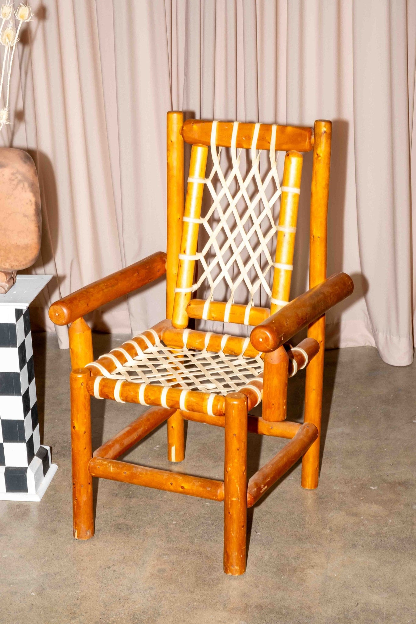 Pine + Woven Rawhide Armchair | Bonne Choice