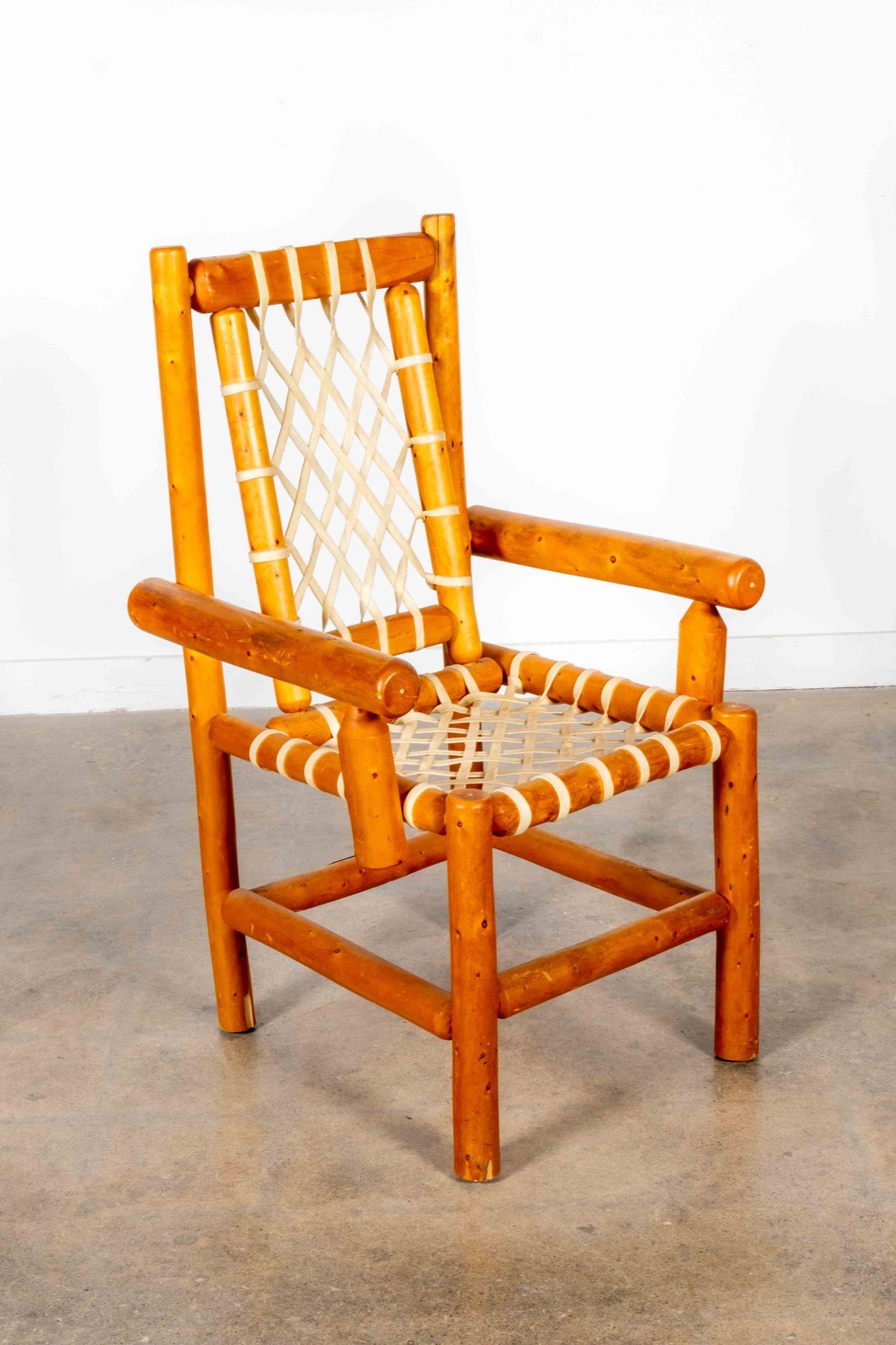 Pine + Woven Rawhide Armchair | Bonne Choice