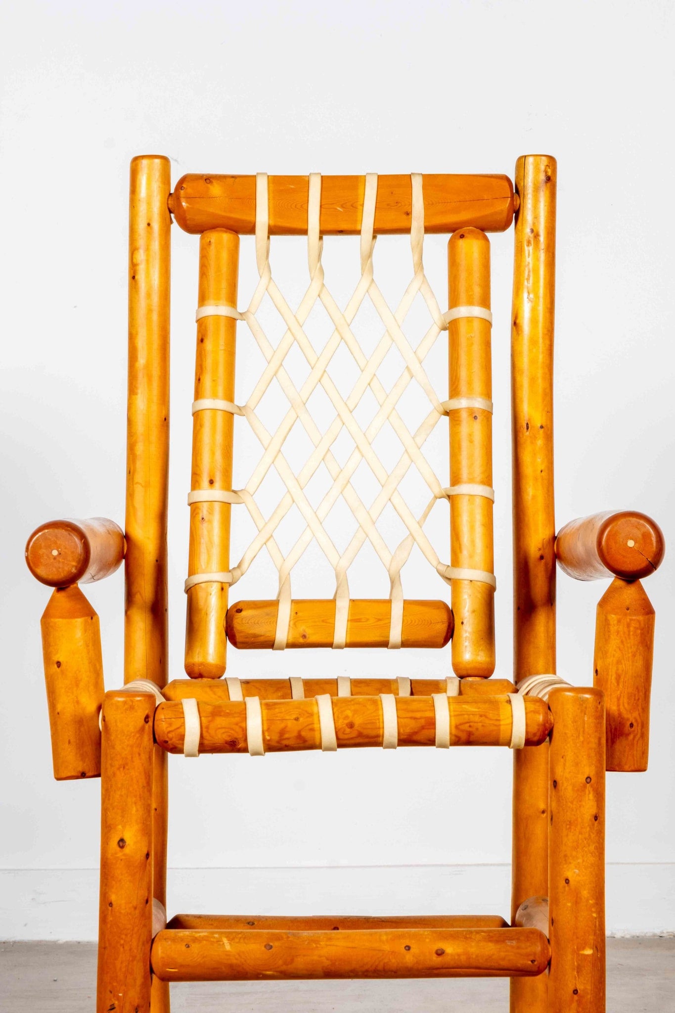 Pine + Woven Rawhide Armchair | Bonne Choice