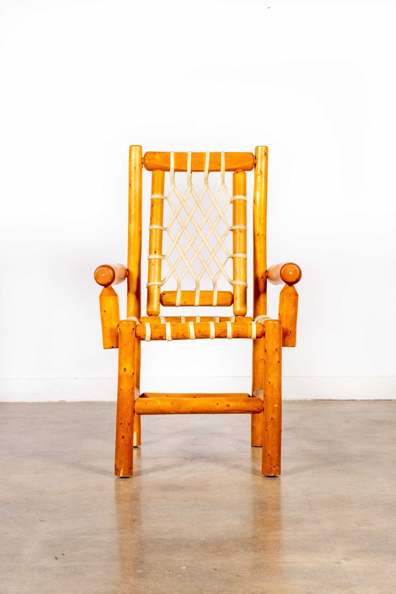 Pine + Woven Rawhide Armchair | Bonne Choice