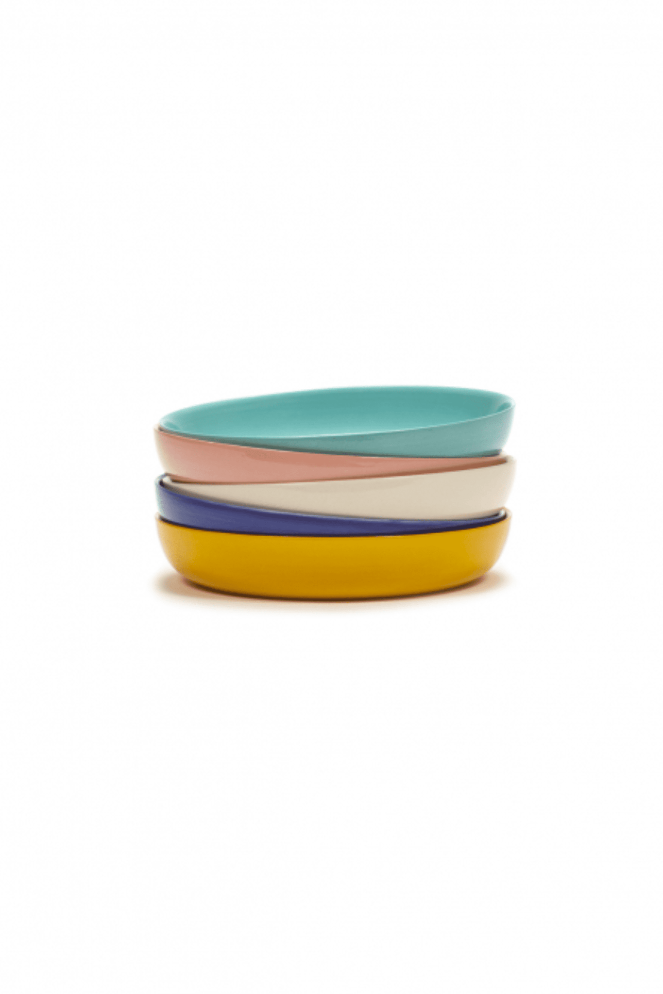 Set of 2 High Plates, Azure with Green Artichoke Ottolenghi Serax, shown stacked