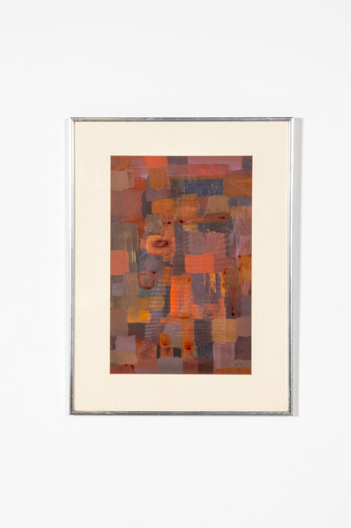 Vintage Reds", Abstract Painting in Silver Frame | Bonne Choice