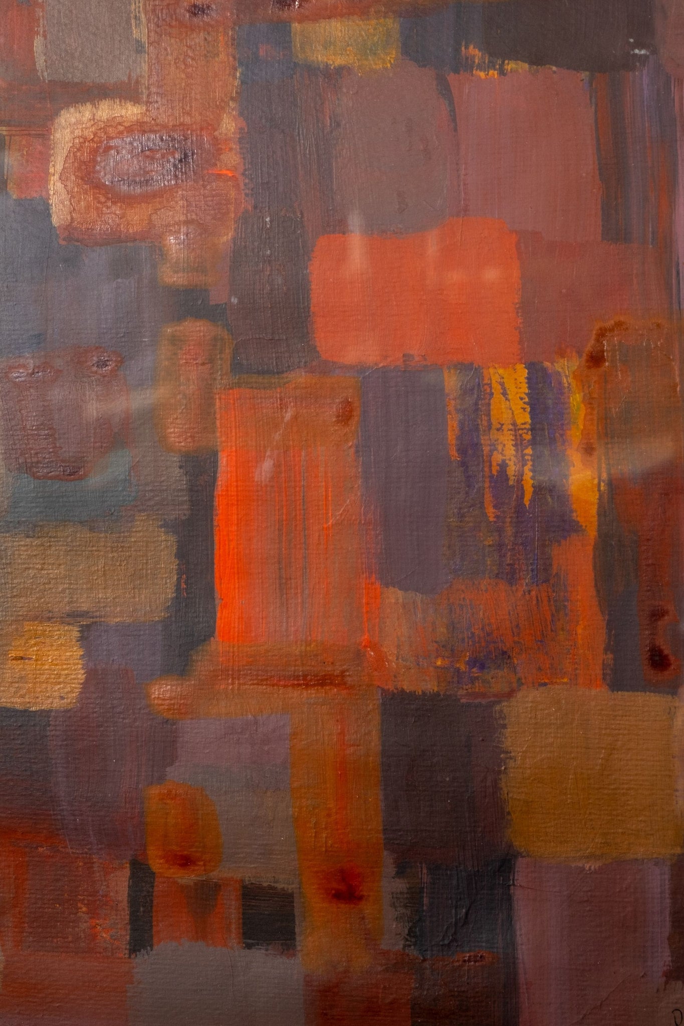 Vintage Reds", Abstract Painting in Silver Frame | Bonne Choice