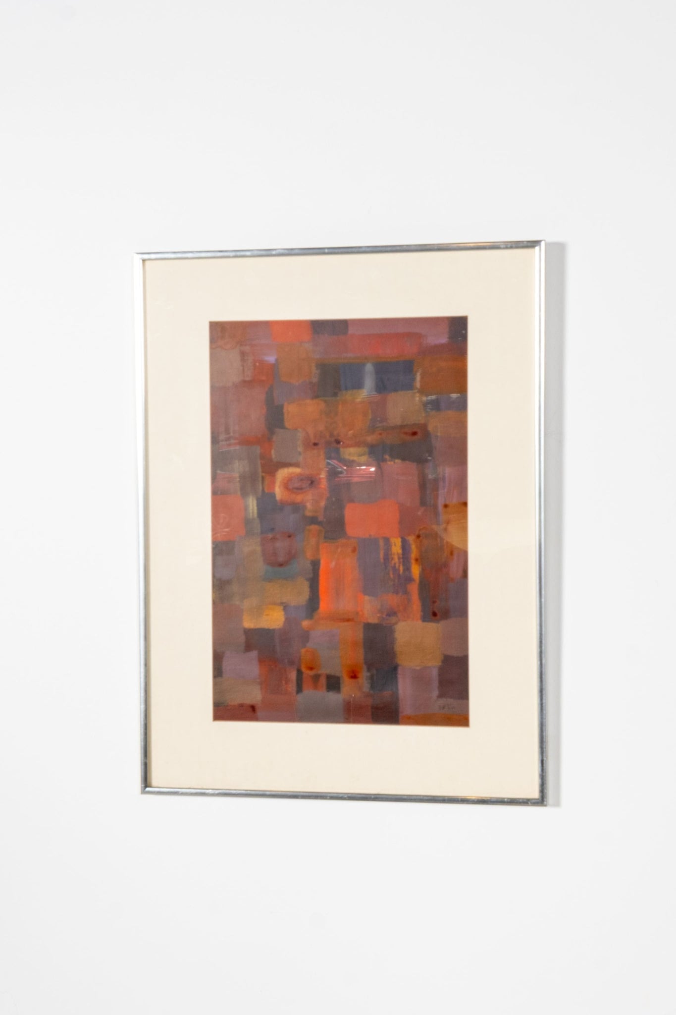 Vintage Reds", Abstract Painting in Silver Frame | Bonne Choice