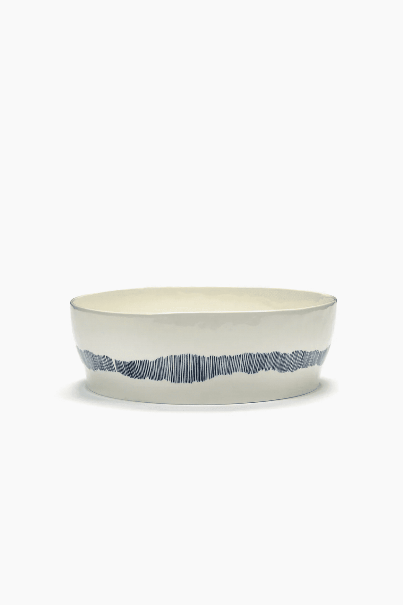 Salad Bowl, White Swirl with Blue Stripes Ottolenghi Serax, side view