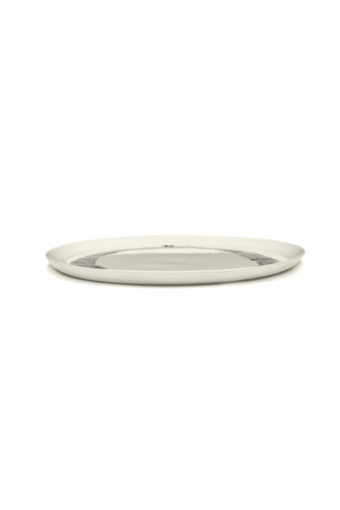 Serving Plate, White Swirl with Blue Stripes Ottolenghi Serax, side view
