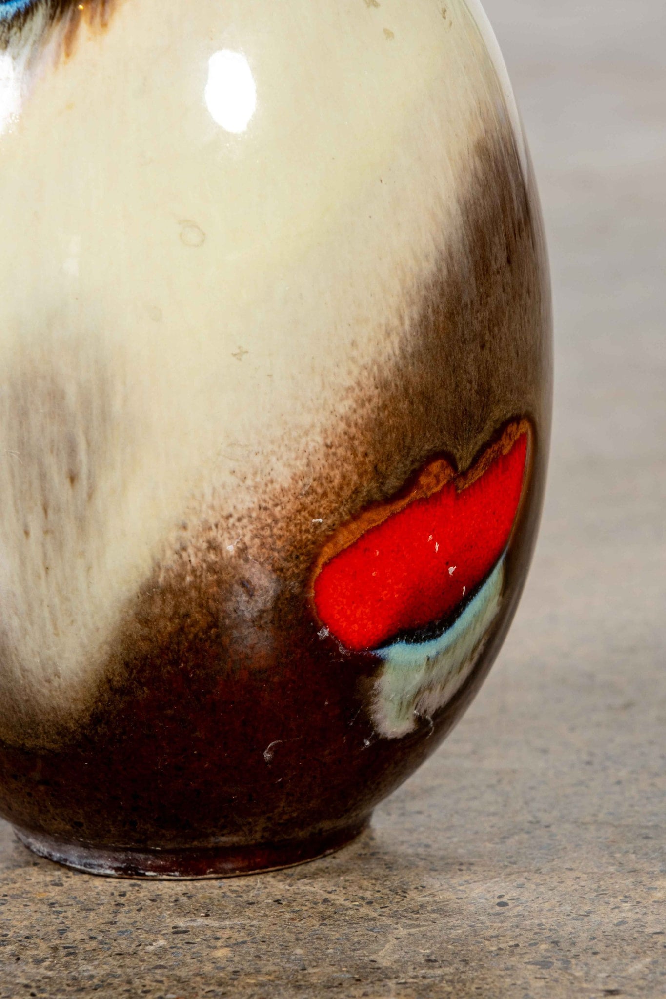 Small Lava Pottery Vase with Red Accents | Bonne Choice