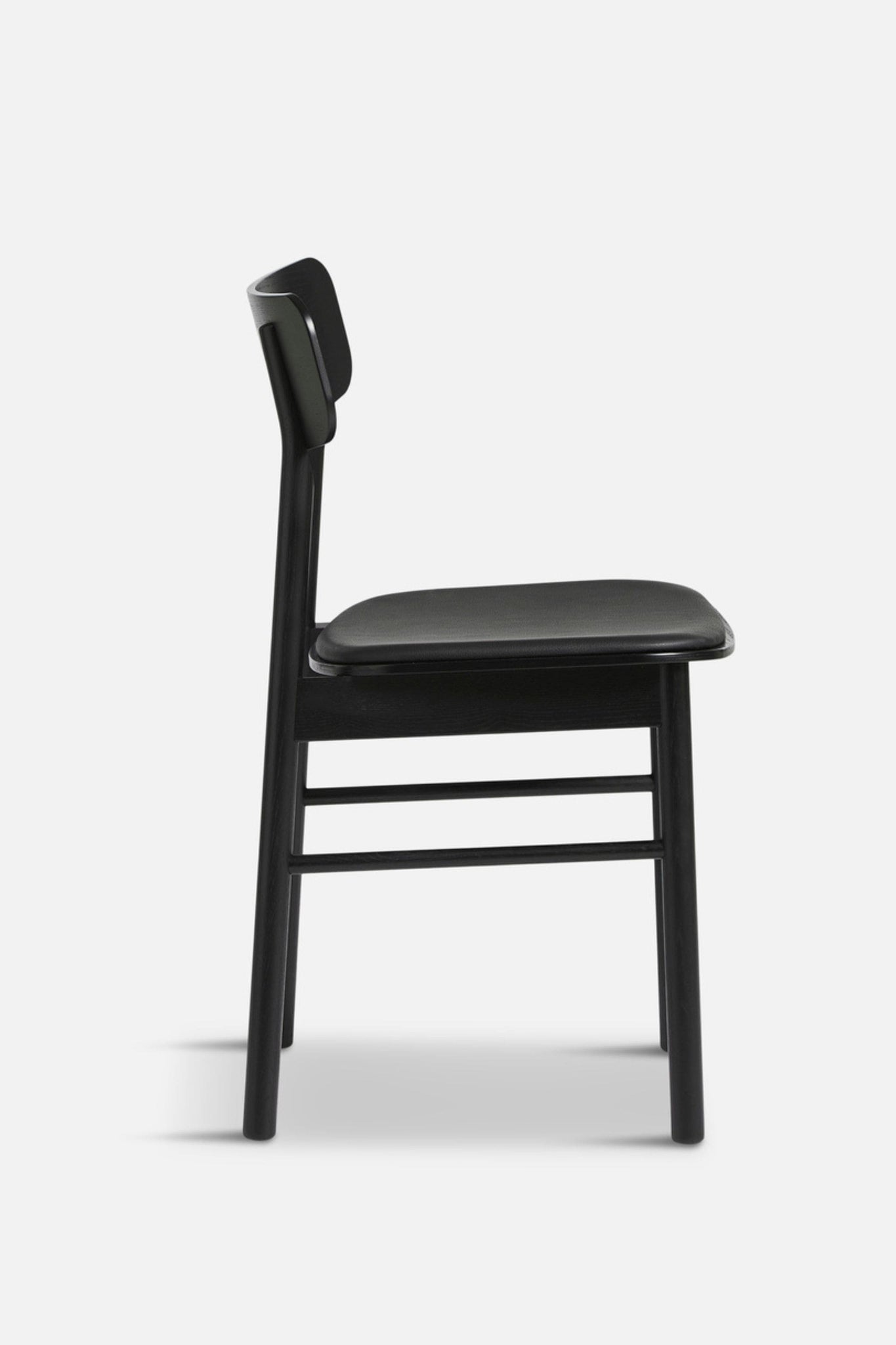 Woud SOMA Dining Chair Leather Upholstered Seat Black Leather | Bonne Choice