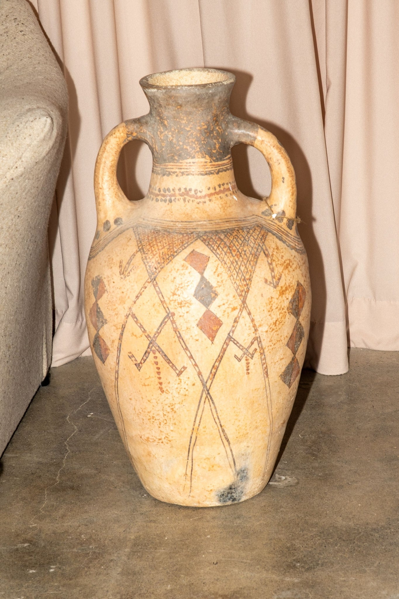 Vintage Tall Painted Vessel with Handles x2 | Bonne Choice