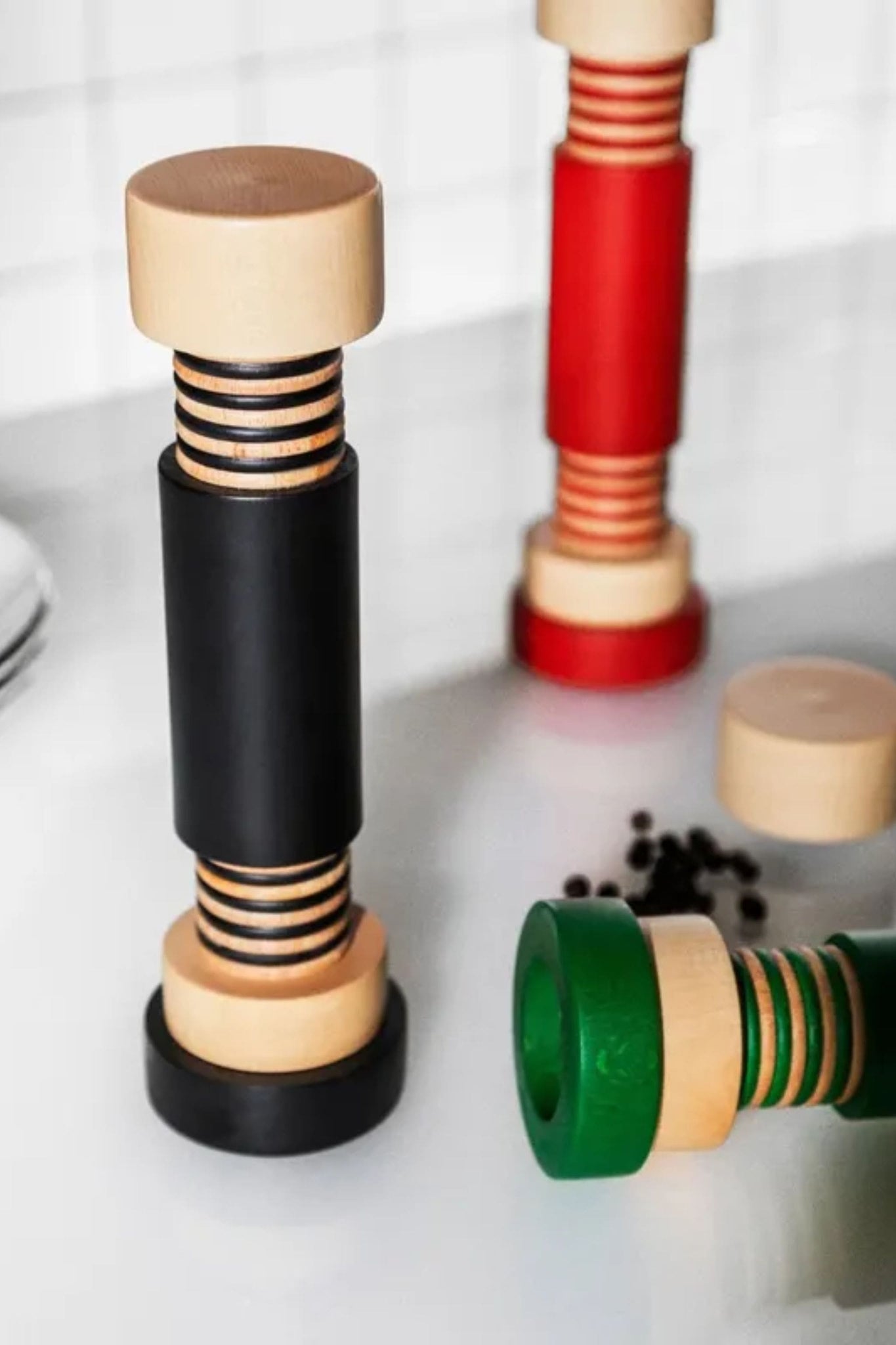 Alessi Twergi Salt-Pepper-Spice Castor, Natural Beech, Black | Bonne Choice