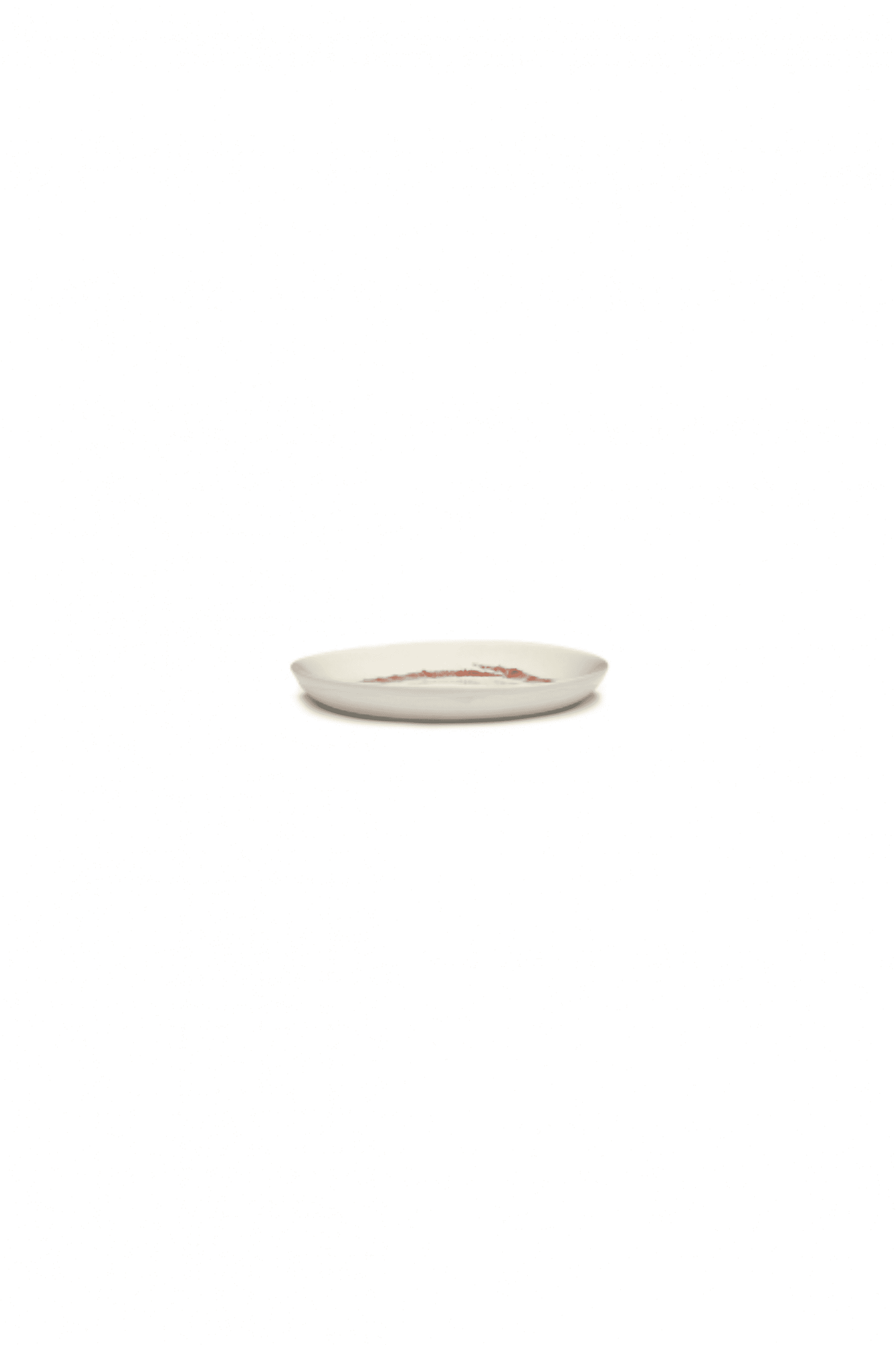 X-Small Plate, White Swirl with Red Stripes Ottolenghi Serax, side view